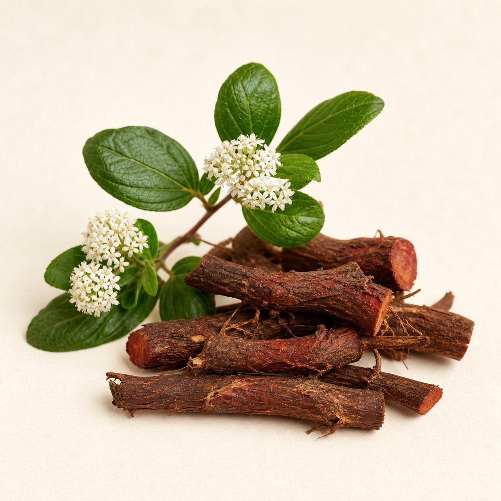 Red Root Ceanothus americanus root with leaves and white flowers